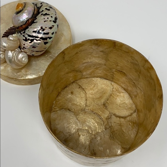 Capiz Shell Cylindar Box w/ Top w/ Large Shells - Picture 7 of 7